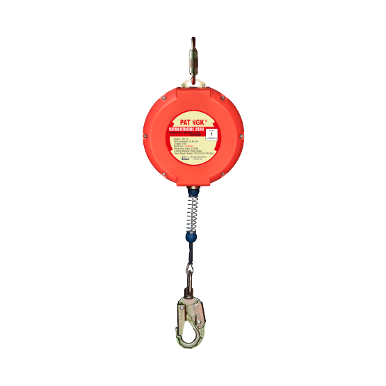 LINEA RETRACTIL CABLE DE ACERO 4.8mmx15M CON GANCHO DOBLE SEGURO CARABINERO HE-15 PATNGK