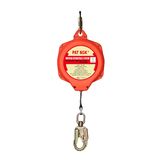 LINEA RETRACTIL CINTA DE NYLON 25mmx10M CON GANCHO DOBLE SEGURO CARABINERO HE-10N PATNGK