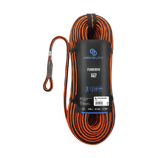CUERDA SEMI-ESTÁTICA 12MM X 60M NARANJA-NEGRO ARBORISMO (TERMINAL TEJIDO MANUAL) 36 kN CE-EN1891 TREER 12 - 4112693 ARMBURY