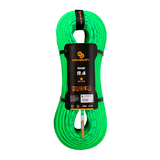 CUERDA DINÁMICA 9.4MM X 80M VERDE NEON-AZUL 8.9 kN CE-EN 892 RAGE 9.4 - 4111447 ARMBURY
