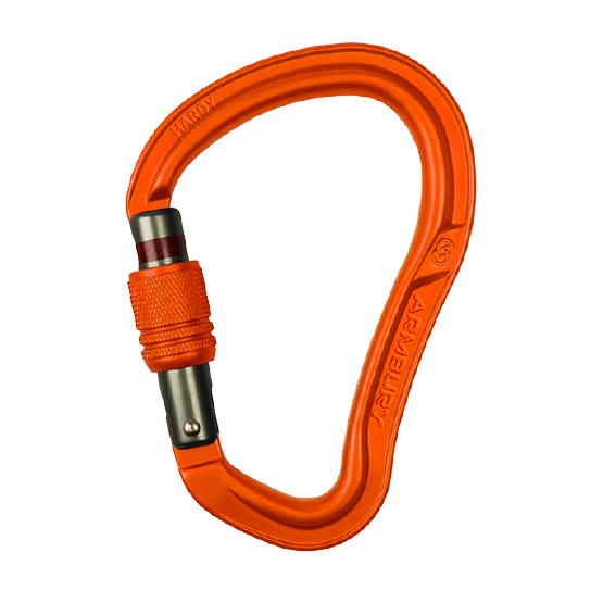 MOSQUETÓN ERGONÓMICO HMS ALUMINIO NARANJA SEGURO CON ROSCA 28 kN CE-EN 12275-EN 362 HARDY HMS SCREW - 4131214 ARMBURY