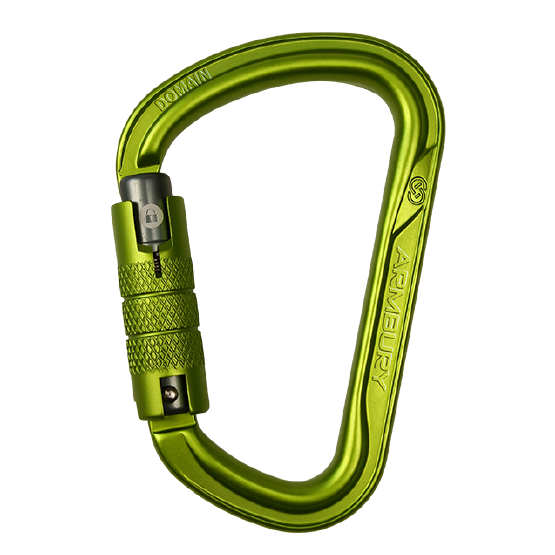 MOSQUETÓN ERGONÓMICO D ALUMINIO VERDE DOBLE SEGURO AUTOMÁTICO 30 kN CE-EN 12275-EN 362 DOMAIN D TWIST - 4131324 ARMBURY