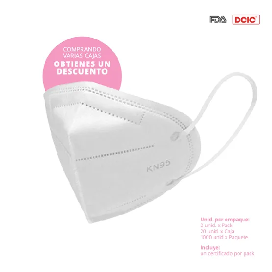 DCIC RESPIRADOR INDUSTRIAL KN95 GB2626-2006 TELA NO TEJIDA 5 CAPAS PFE 95% (1caja=20unid)